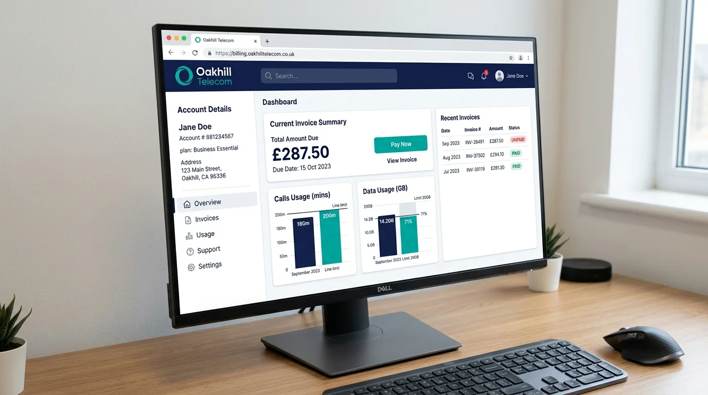 Branded customer portal with custom colours and logo